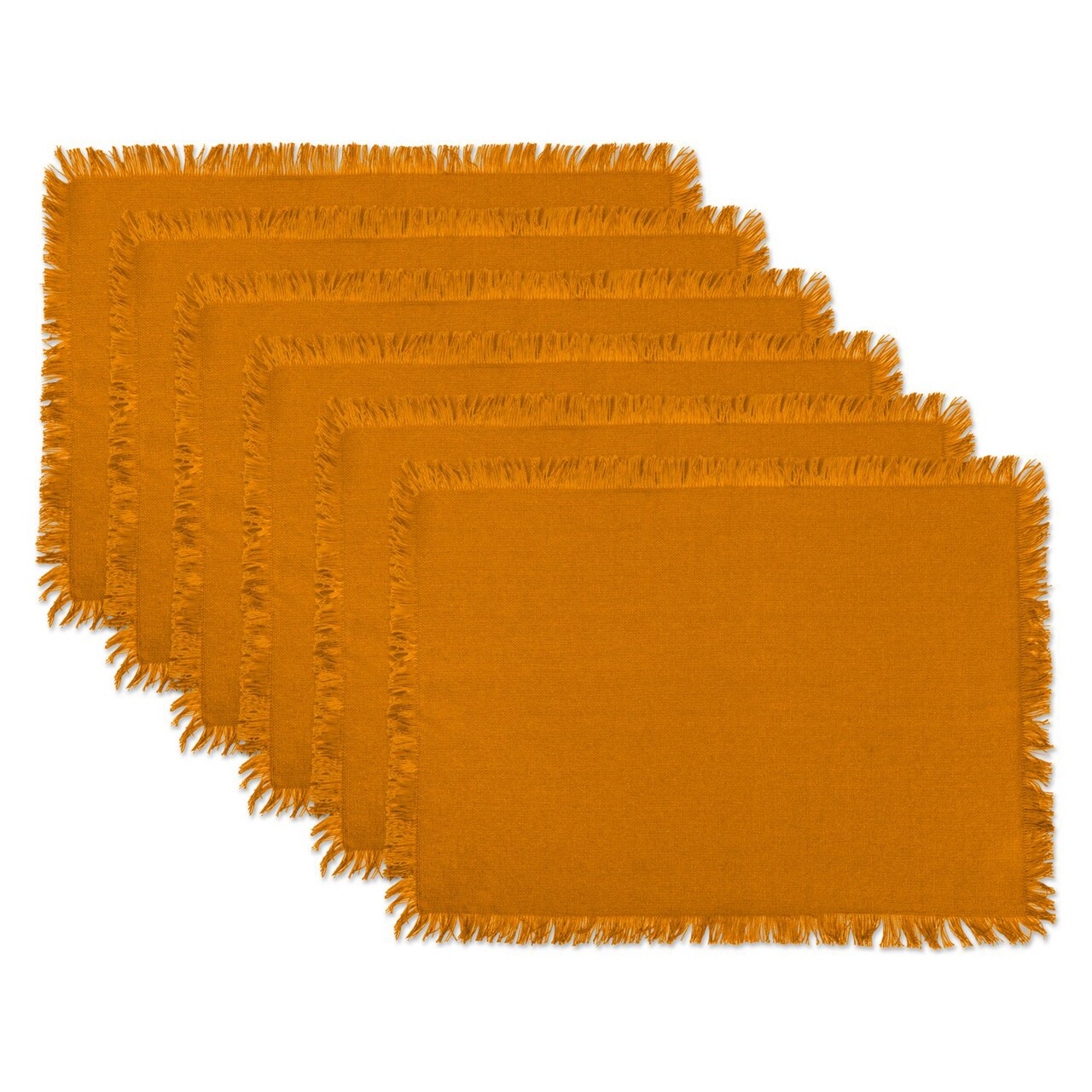 DII Solid Pumpkin Spice Heavyweight Fringed Placemat (Set of 6)